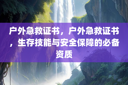 户外急救证书，户外急救证书，生存技能与安全保障的必备资质