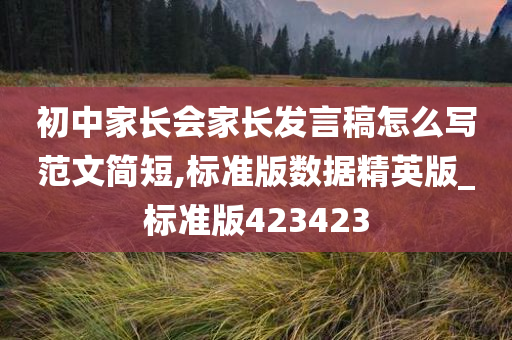 初中家长会家长发言稿怎么写范文简短,标准版数据精英版_标准版423423