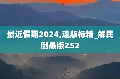 最近假期2024,速版标精_解民倒悬版ZS2