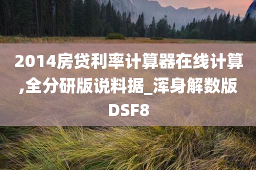 2014房贷利率计算器在线计算,全分研版说料据_浑身解数版DSF8