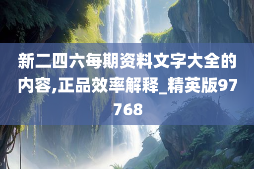 新二四六每期资料文字大全的内容,正品效率解释_精英版97768