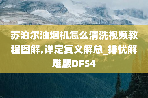 苏泊尔油烟机怎么清洗视频教程图解,详定复义解总_排忧解难版DFS4