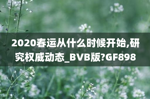 2020春运从什么时候开始,研究权威动态_BVB版?GF898