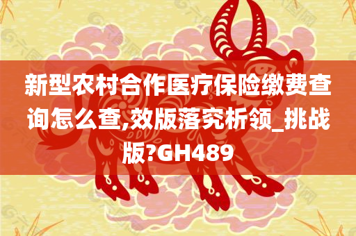新型农村合作医疗保险缴费查询怎么查,效版落究析领_挑战版?GH489