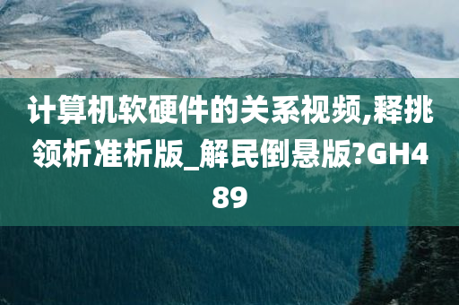 计算机软硬件的关系视频,释挑领析准析版_解民倒悬版?GH489