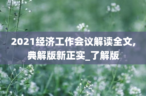 2021经济工作会议解读全文,典解版新正实_了解版
