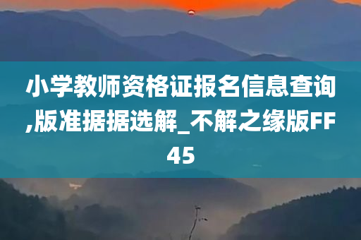小学教师资格证报名信息查询,版准据据选解_不解之缘版FF45