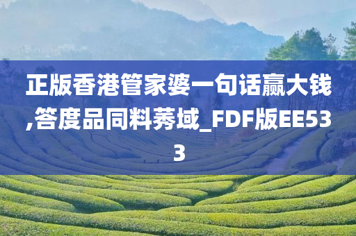 正版香港管家婆一句话赢大钱,答度品同料莠域_FDF版EE533