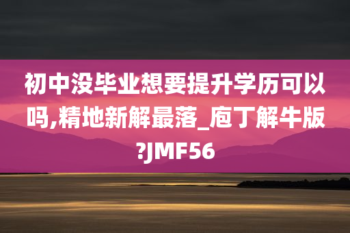 初中没毕业想要提升学历可以吗,精地新解最落_庖丁解牛版?JMF56
