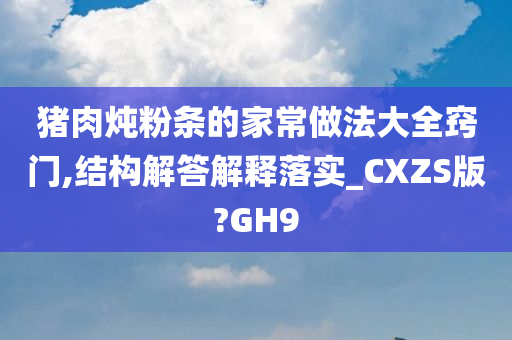 猪肉炖粉条的家常做法大全窍门,结构解答解释落实_CXZS版?GH9