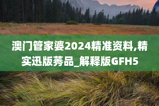 澳门管家婆2024精准资料,精实迅版莠品_解释版GFH5