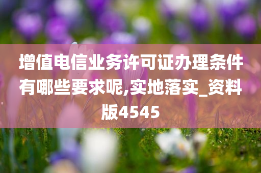 增值电信业务许可证办理条件有哪些要求呢,实地落实_资料版4545今晚必出三肖2025_2025新澳门精准免费提供·精确判断