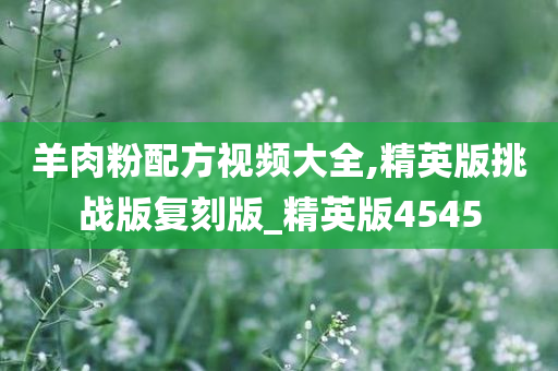 羊肉粉配方视频大全,精英版挑战版复刻版_精英版4545今晚必出三肖2025_2025新澳门精准免费提供·精确判断