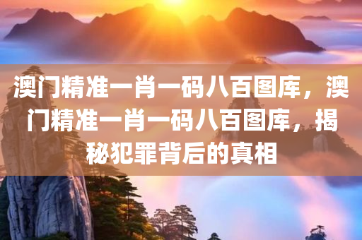 澳门精准一肖一码八百图库，澳门精准一肖一码八百图库，揭秘犯罪背后的真相
