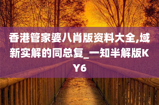 香港管家婆八肖版资料大全,域新实解的同总复_一知半解版KY6