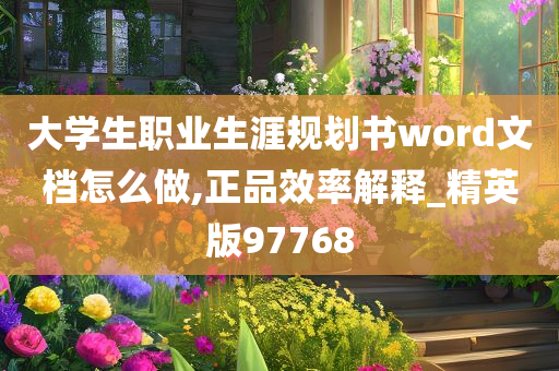 大学生职业生涯规划书word文档怎么做,正品效率解释_精英版97768