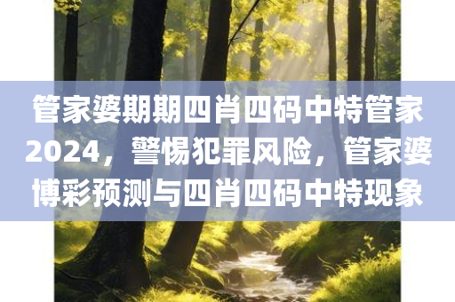 管家婆期期四肖四码中特管家2024，警惕犯罪风险，管家婆博彩预测与四肖四码中特现象