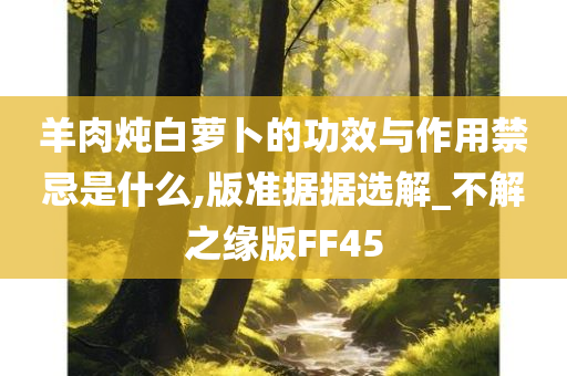 羊肉炖白萝卜的功效与作用禁忌是什么,版准据据选解_不解之缘版FF45