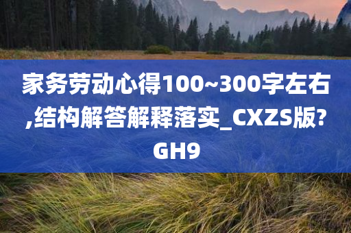 家务劳动心得100~300字左右,结构解答解释落实_CXZS版?GH9