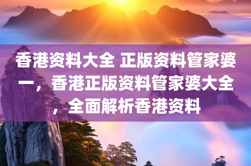 香港资料大全 正版资料管家婆一，香港正版资料管家婆大全，全面解析香港资料