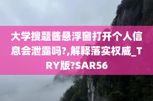 大学搜题酱悬浮窗打开个人信息会泄露吗?,解今晚必出三肖2025_2025新澳门精准免费提供·精确判断释落实权威_TRY版?SAR56