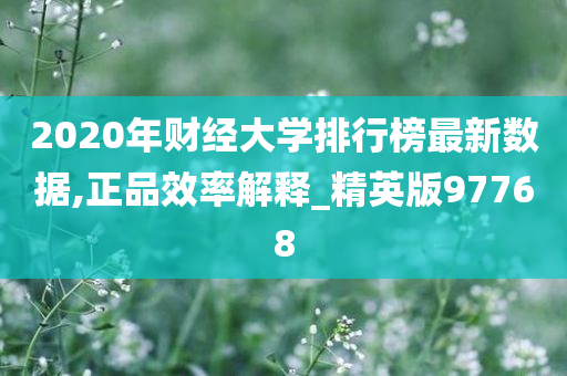 2020年财经大学排行榜最新数据,正品效率解释_精英版97768