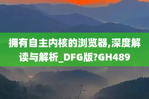拥有自主内核的浏览器,深度解读与解析_DFG版?GH489