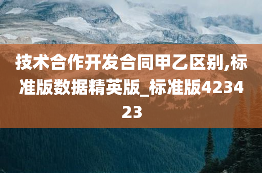 技术合作开发合同甲乙区别,标准版数据精英版_标准版423423