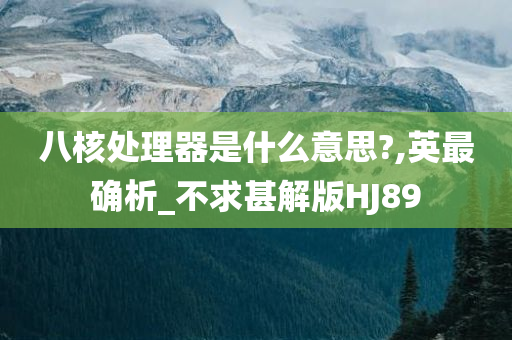 八核处理器是什么意思?,英最确析_不求甚解版HJ89
