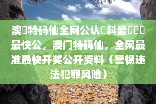 澳門特码仙全网公认資料最準開獎最快公，澳门特码仙，全网最准最快开奖公开资料（警惕违法犯罪风险）