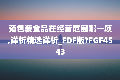 预包装食品在经营范围哪一项,详析精选详析_FDF版?FGF4543