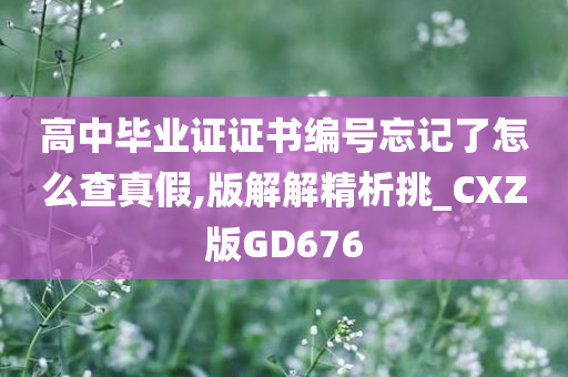 高中毕业证证书编号忘记了怎么查真假,版解解精析挑_CXZ版GD676