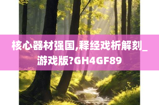 核心器材强国,释经戏析解刻_游戏版?GH4GF89