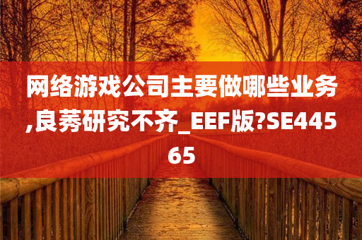 网络游戏公司主要做哪些业务,良莠研究不齐_EEF版?SE44565今晚必出三肖2025_2025新澳门精准免费提供·精确判断