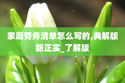 家庭劳务清单怎么写的,典解版新正实_了解版今晚必出三肖2025_2025新澳门精准免费提供·精确判断
