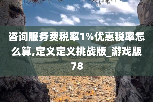 咨询服务费税率1%优惠税率怎么算,定义定义挑战版_游戏版78