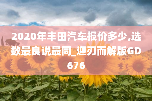 2020年丰田汽车报价多少,选数最良说最同_迎刃而解版GD676