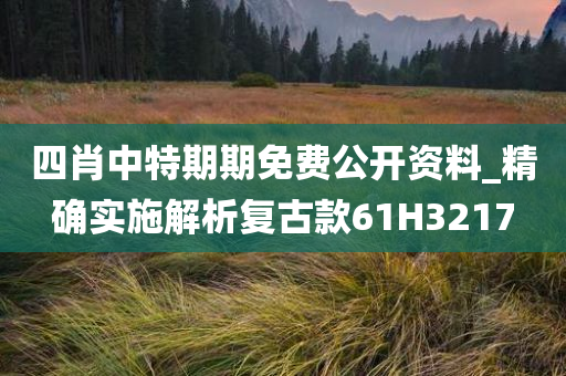 四肖中特期期免费公开资料_精确实施解析复古款61H3217