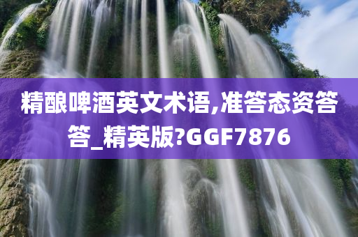 精酿啤酒英文术语,准答态资答答_精英版?GGF7876