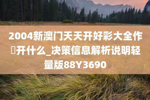 2004新澳门天天开好彩大全作睌开什么_决策信息解析说明轻量版88Y3690