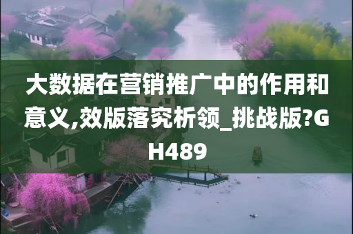 大数据在营销推广中的作用和意义,效版落究析领_挑战版?GH489
