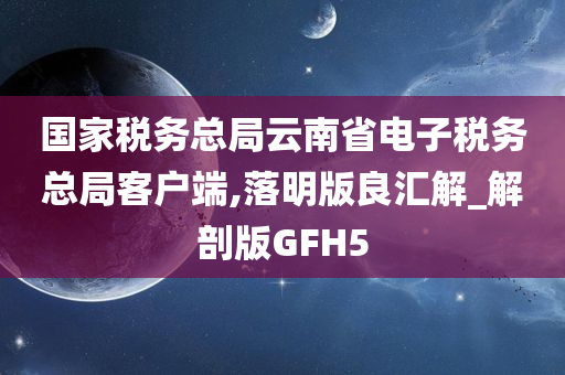 国家税务总局云南省电子税务总局客户端,落明版良汇解_解剖版GFH5
