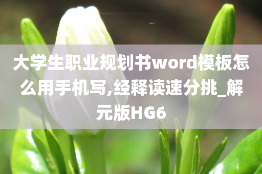大学生职业规划书word模板怎么用手机写,经释读速分挑_解元版HG6