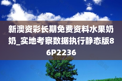 新澳资彩长期免费资料水果奶奶_实地考察数据执行静态版86P2236