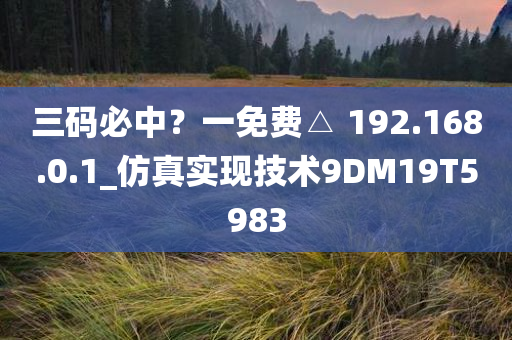 三码必中？一免费△ 192.168.0.1_仿真实现技术9DM19T5983