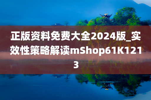 正版资料免费大全2024版_实效性策略解读mShop61K1213