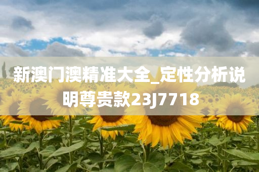 新澳门澳精准大全_定性分析说明尊贵款23J7718