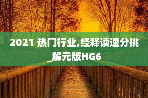 2021 热门行业,经释读速分挑_解元版HG6