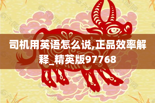 司机用英语怎么说,正品效率解释_精英版97768