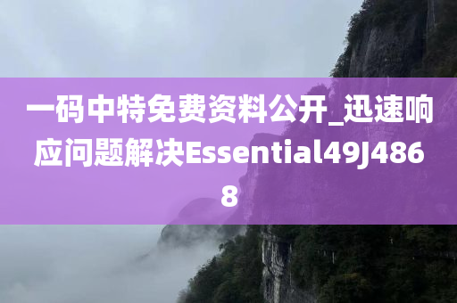 一码中特免费资料公开_迅速响应问题解决Essential49J4868